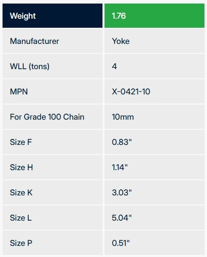Yoke 3/8 Grade 100 Clevis Grab Hook without Cradle - WLL 4T